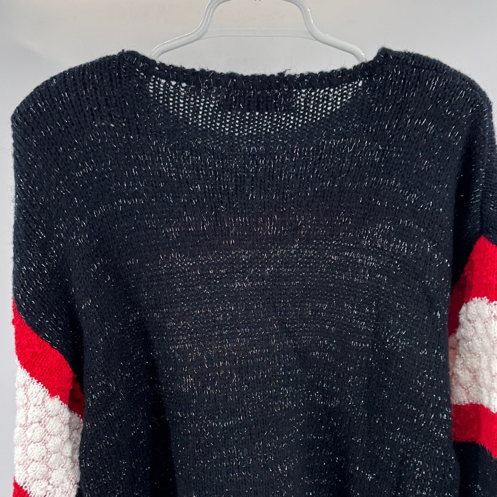 Rainbow Ridge Plus Vintage 24W Black Sweater with Red and White Stripes